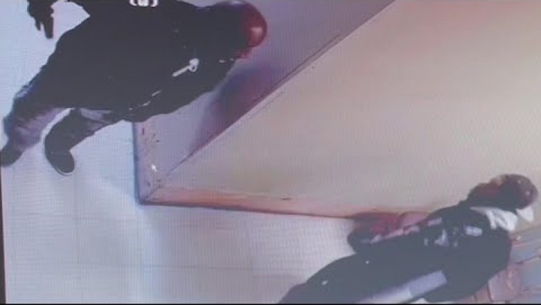 Security video shows moments leading up to deadly shooting outside cafeteria bathroom